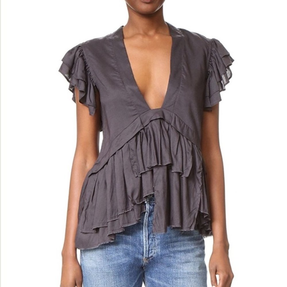 NWOT Maria Stanley 'Mariah' Blouse - Grey "Noir" - Size 0